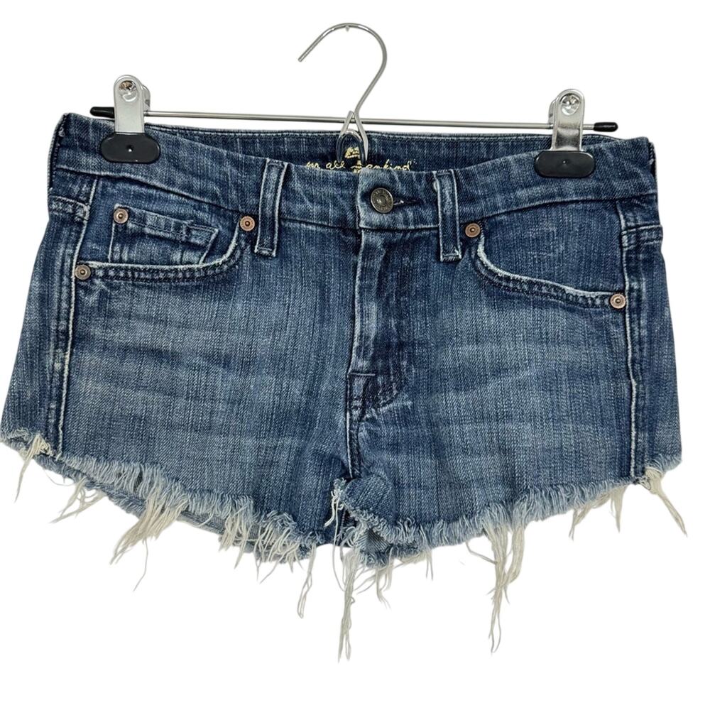 7 For All Mankind A Pocket Micro Cut Off Jean Shorts Women 28 Festival Denim Y2K